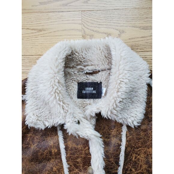 Urban Outfitters Unisex M Leigh Jacket SherpaLined Faux Suede Penny Lane Y2K EUC - Picture 5 of 15